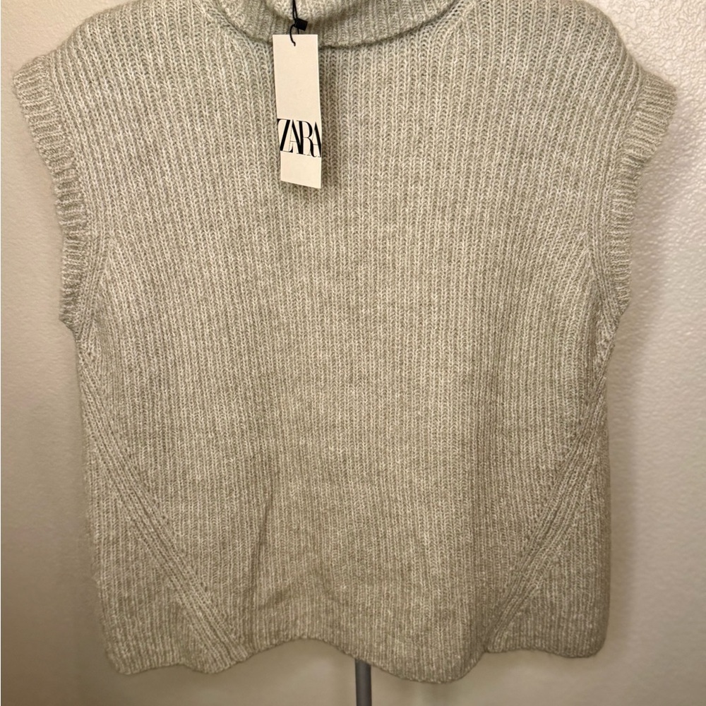 Zara Light Gray Ribbed Turtleneck Sweater - Picture 3 of 8